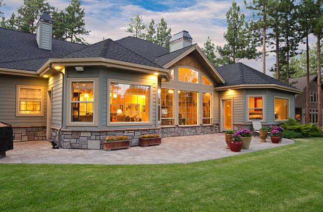 Twilight real estate photography example, home exterior at dusk
